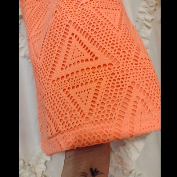 *Vanity Neon Peach Colored, Textured, Crochet Tank Camisole - Picture 2 of 5